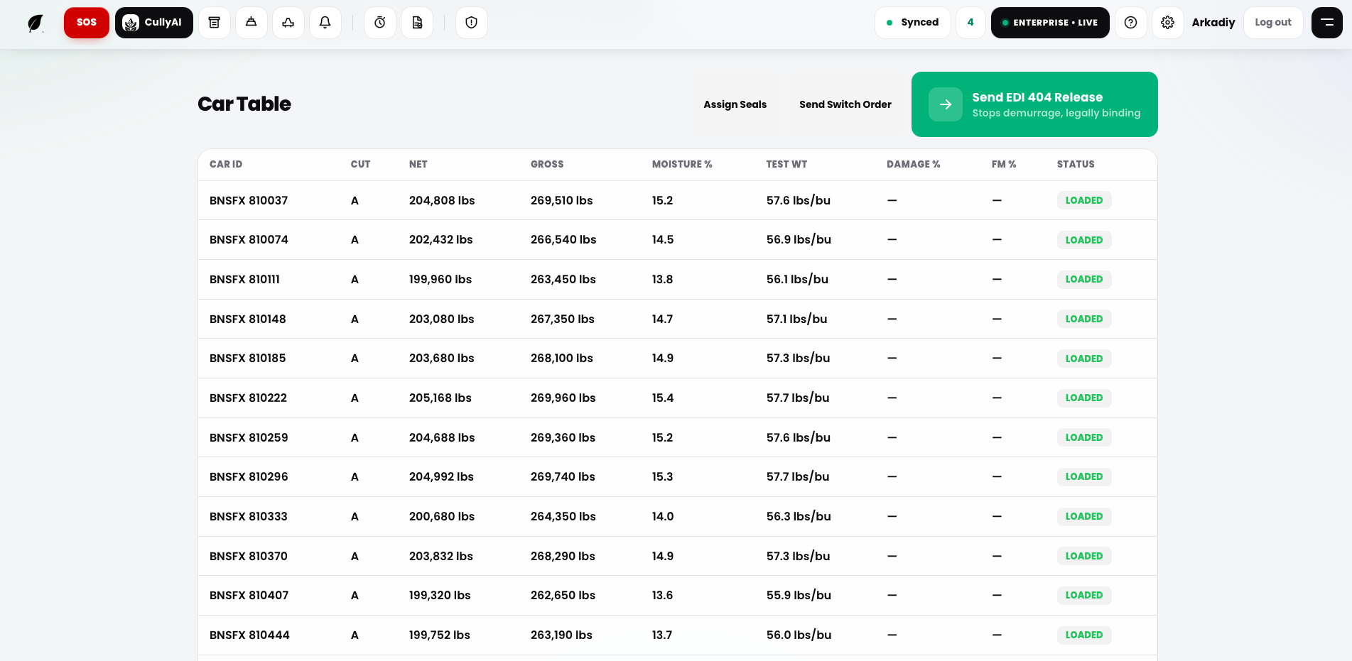 Logistics screenshot